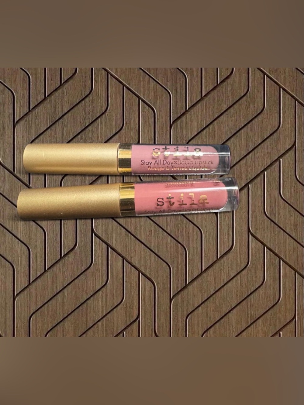 Two Stila Neutral Pink Liquid Lipstick Set in Patina and Baci - Picture 2 of 7